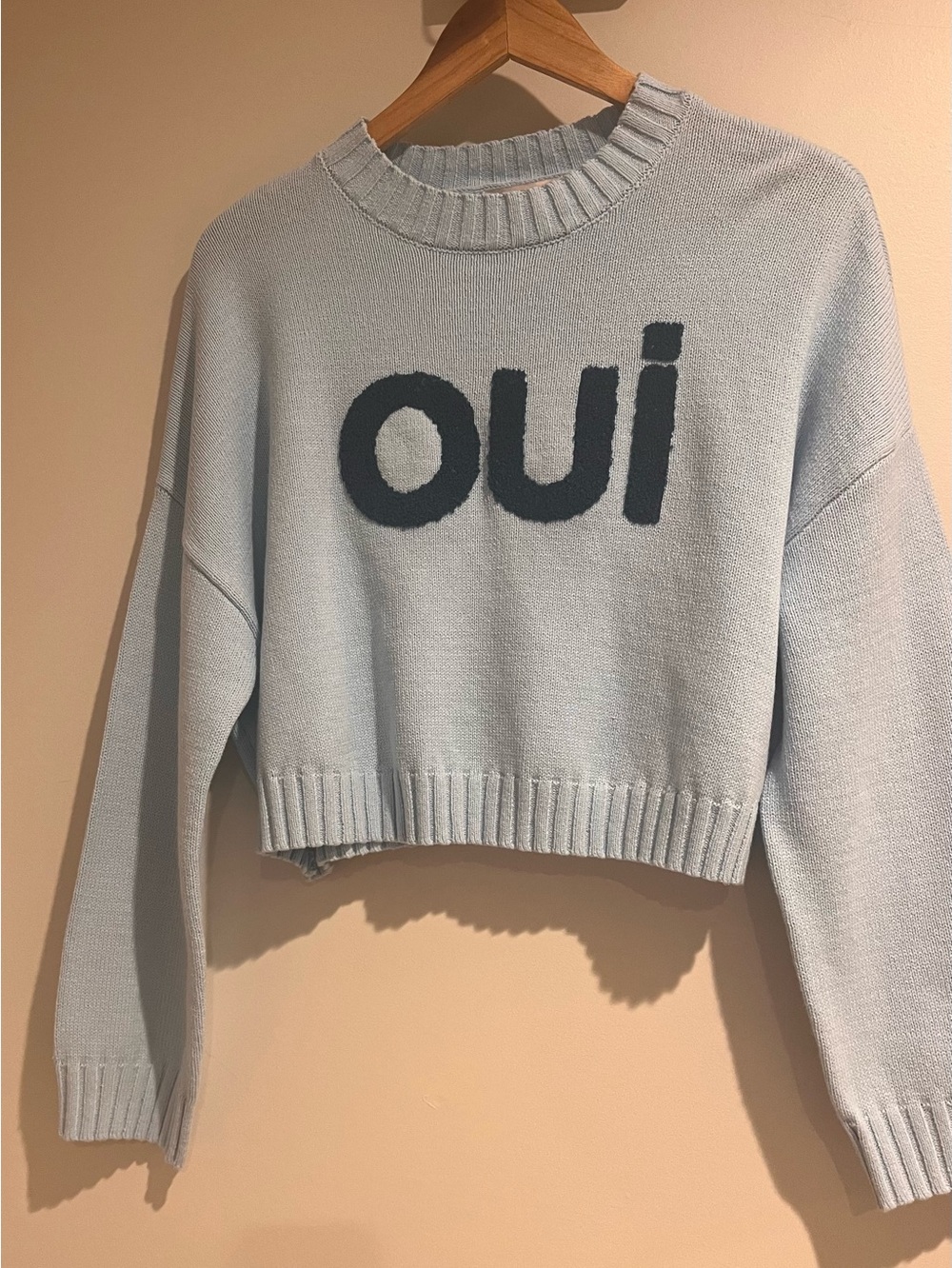 Sincerely Jules OUI Sweater Size XS Cropped French Blue NWT Boxy